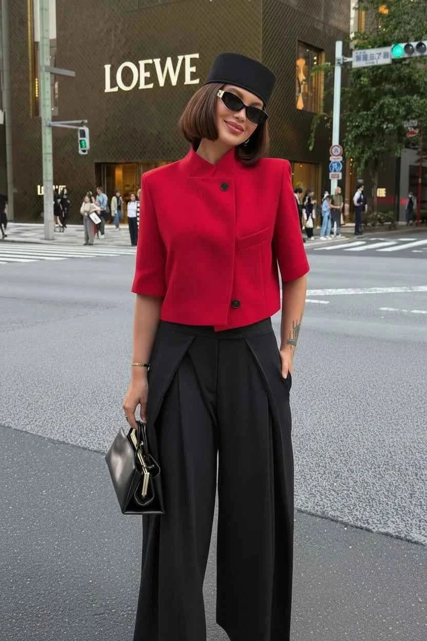 Kurzarm-Blazer in Rot - JWANOFFIZIELL