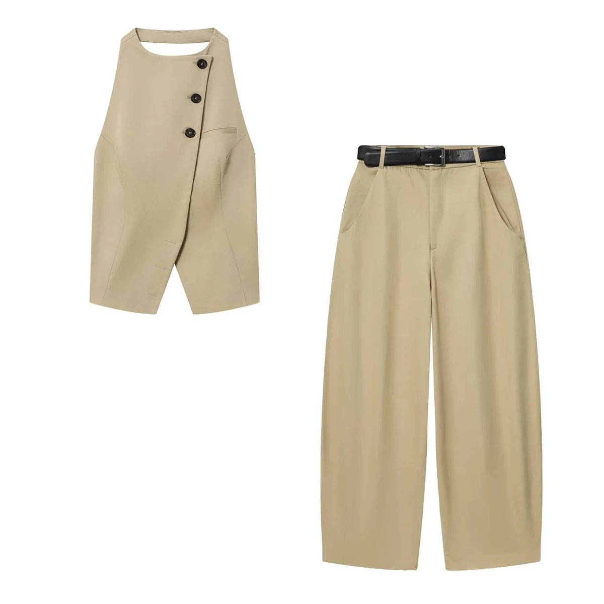 Neckholder-Top & High-Waist Hose Anzug-Set - JWANOFFIZIELL