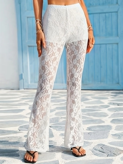 Transparente Spitzen-Strandhose Damen – Fließend Schlupf Beach Vacation Sommer