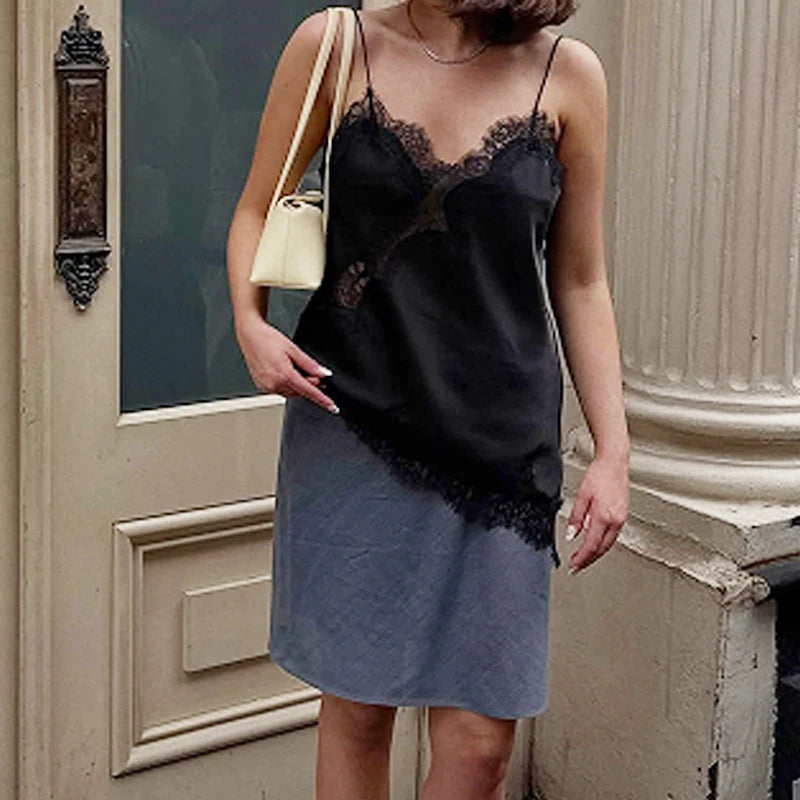 Damen Asymmetrisches Spitzen Camisole Top Off-Shoulder Y2K