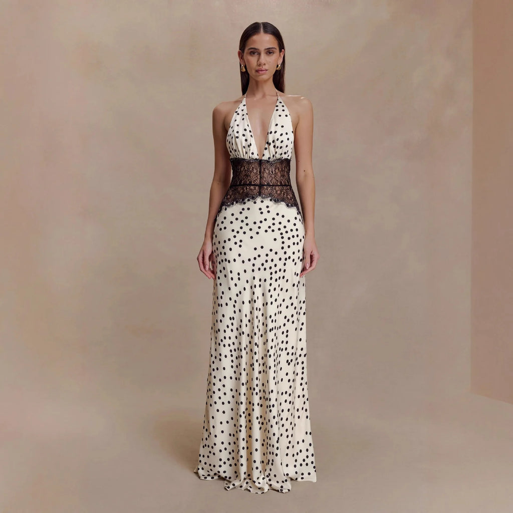 Polka-Dot Maxikleid Rückenfrei - JWANOFFIZIELL