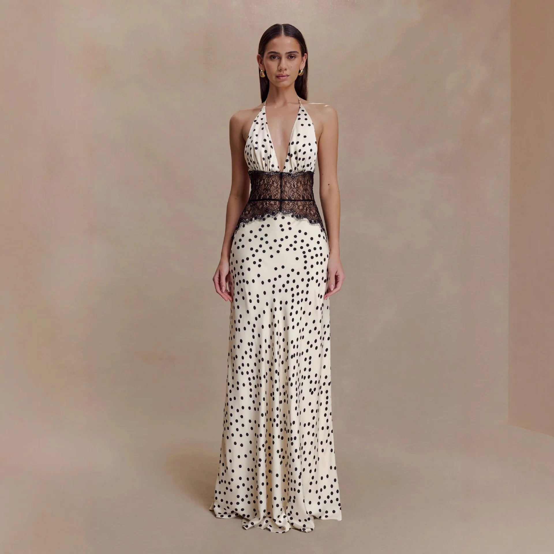 Polka-Dot Maxikleid Rückenfrei - JWANOFFIZIELL