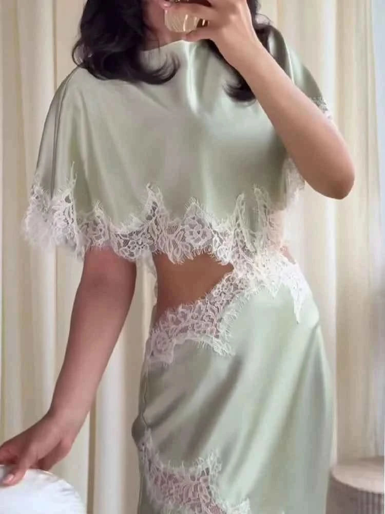 Spitzen Cape-Ärmel Kleid