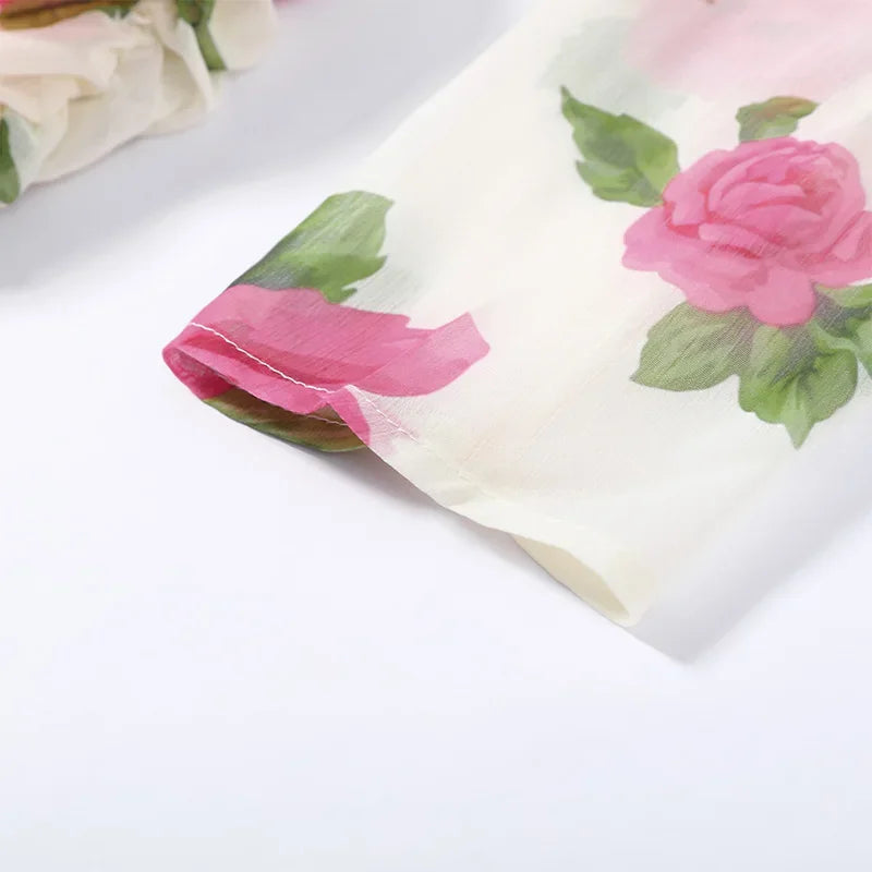 3D-Blüten Chiffon-Minikleid - JWANOFFIZIELL
