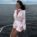Rosen-Print Satin-Playsuit mit Rüschen - JWANOFFIZIELL