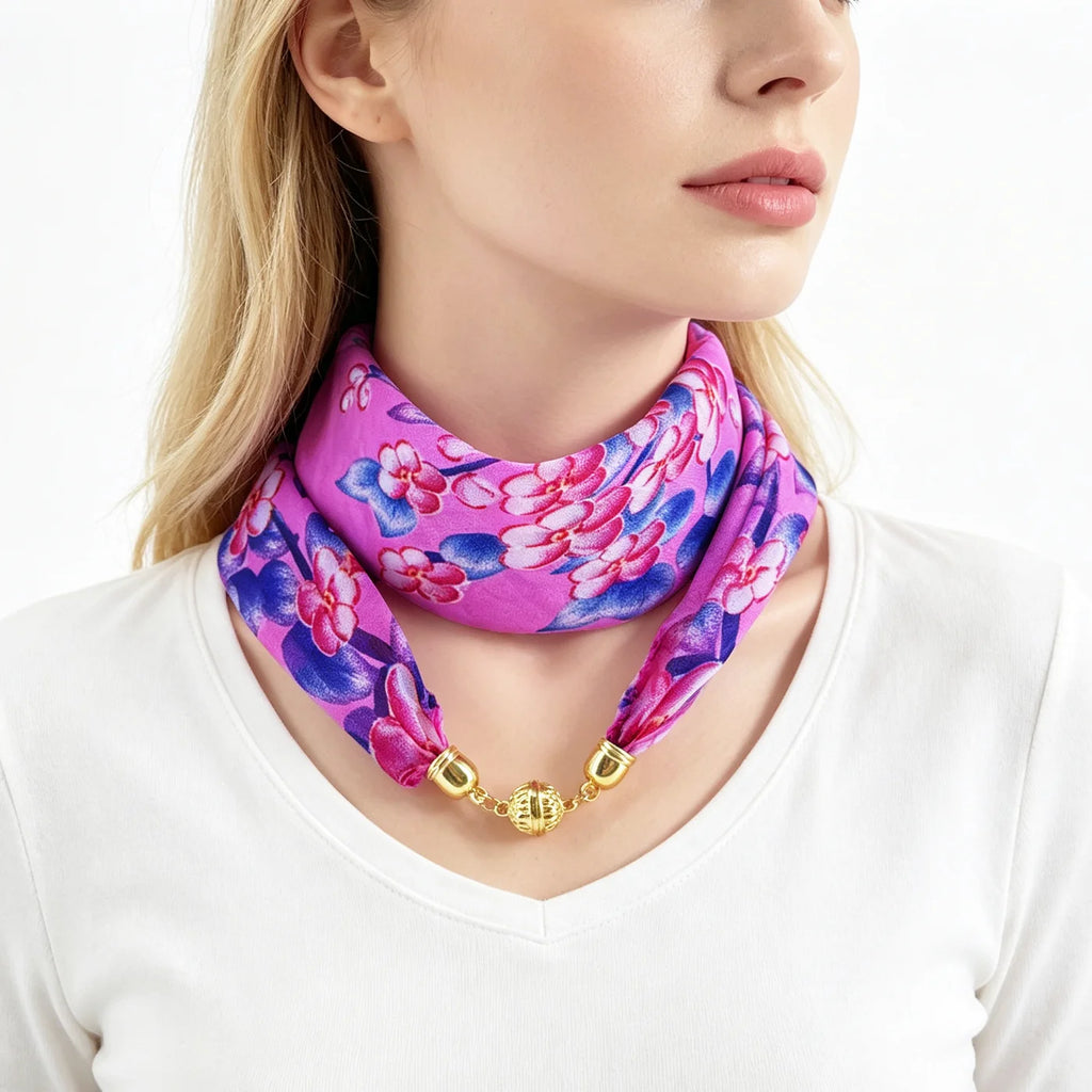 Blumen-Print Halstuch mit Magnetverschluss - JWANOFFIZIELL