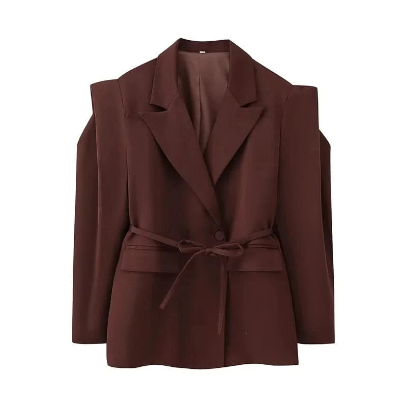 Print Schnür-Blazer in Braun - JWANOFFIZIELL