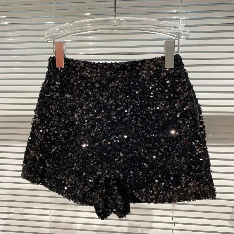 Pailletten-Samt Shorts Glänzend - JWANOFFIZIELL