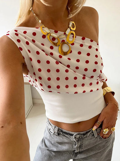 Damen Print Crop Tank Top Asymmetrisch Streetwear