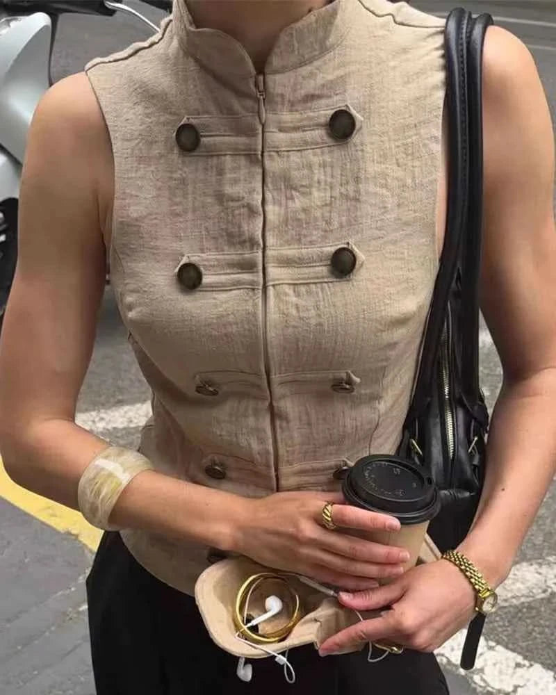 Ärmelloses Knopf-Shirt