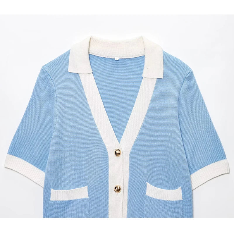 Kurzer Strick-Cardigan Damen – Kurzarm Crop Strickjacke mit Knöpfen
