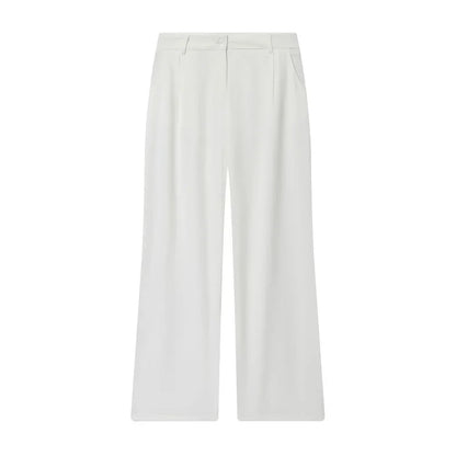 Weißes Wide-Leg Hosen-Set Damen – Lässige High-Waist Streetwear Hose mit Top