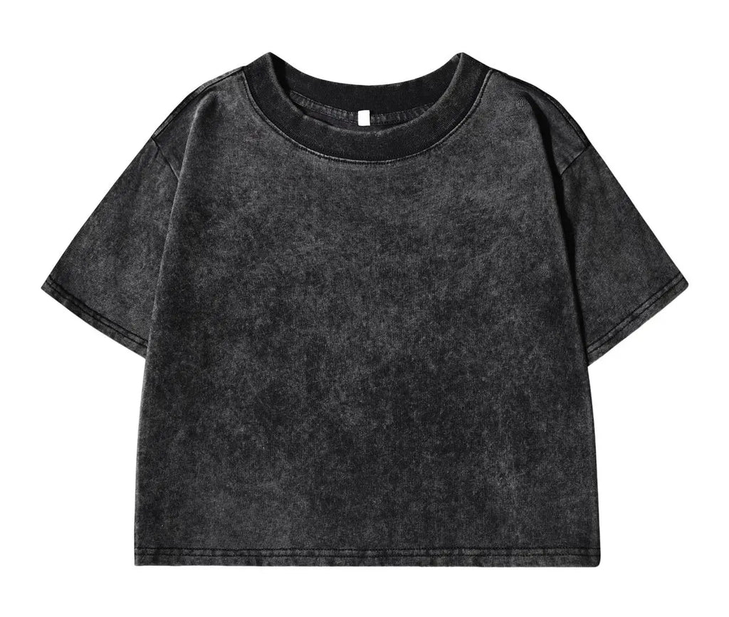 Washed Baumwoll Crop-Shirt Y2K - JWANOFFIZIELL