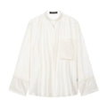 Bestickte Satin-Bluse mit Stehkragen - JWANOFFIZIELL