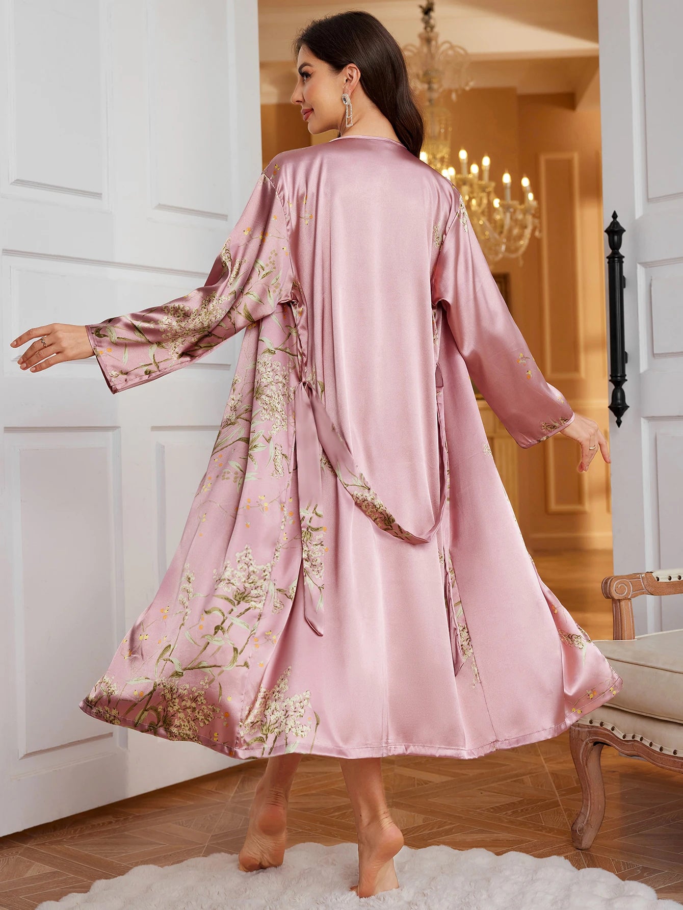 Damen-Morgenmantel & Nachthemd, 2-teiliges Homewear-Set