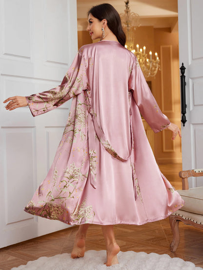 Damen-Morgenmantel & Nachthemd, 2-teiliges Homewear-Set