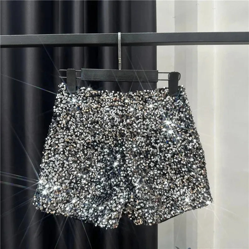 Pailletten-Samt Shorts Glänzend - JWANOFFIZIELL