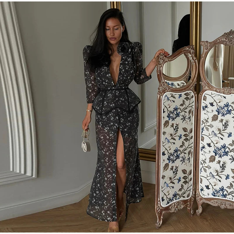 Chiffon-Maxikleid Blumenprint - JWANOFFIZIELL