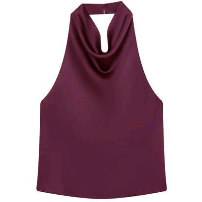 Damen Halter Satin Korsett Top Rückenfrei Elegant
