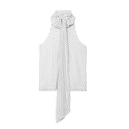 Elegantes Halter-Top mit Polka-Dot-Muster – Rücken-Schnürung Sommerbluse