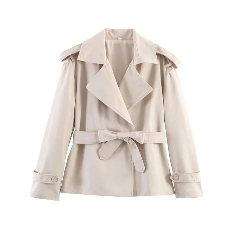 Revers Gürtel-Mantel in Beige - JWANOFFIZIELL