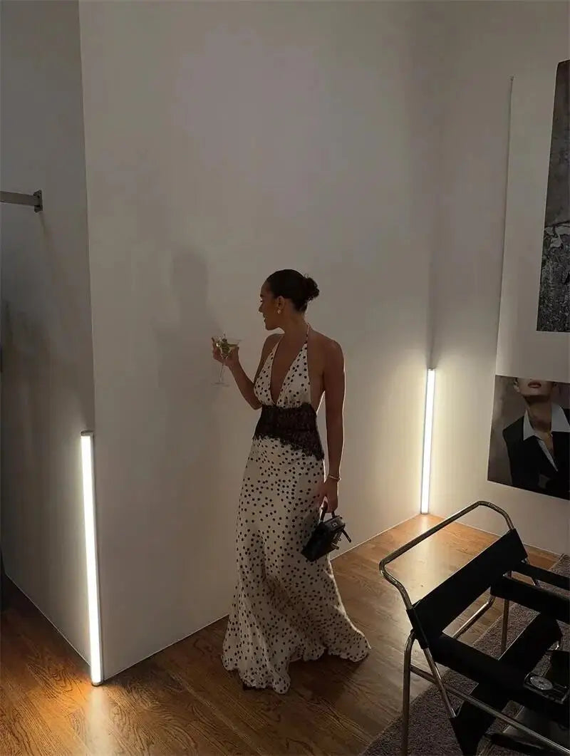 Polka-Dot Maxikleid Rückenfrei - JWANOFFIZIELL