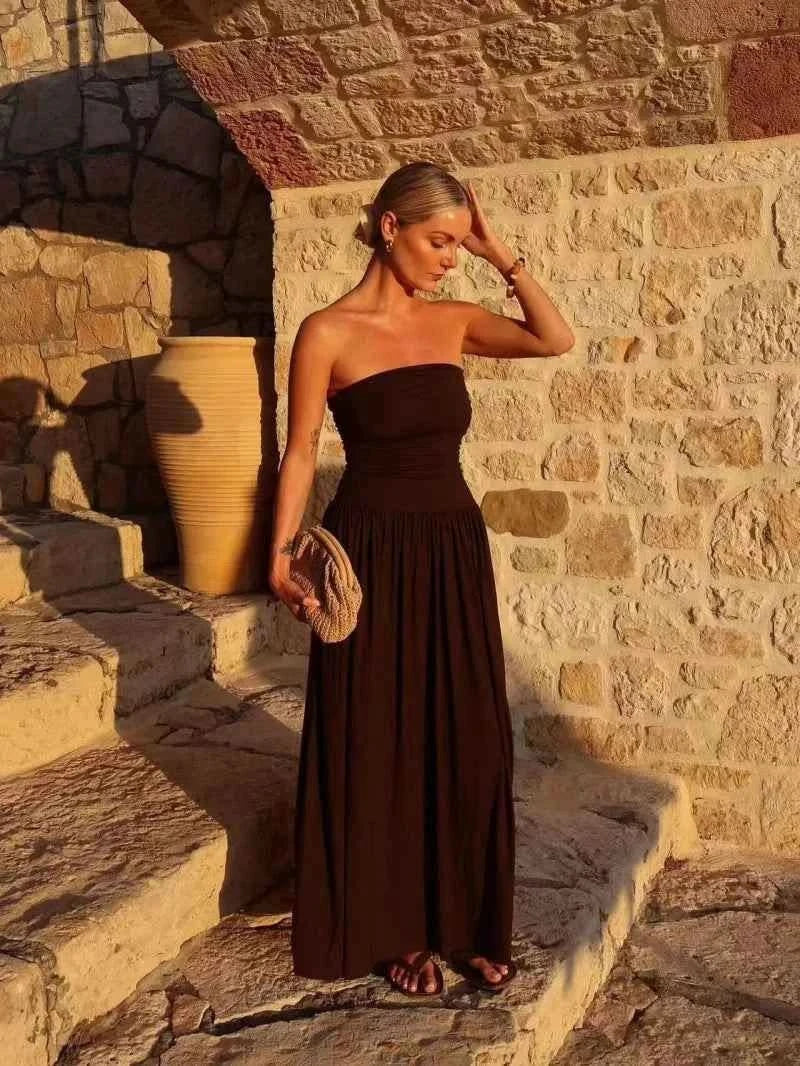 Schulterfreies Faltenkleid - JWANOFFIZIELL