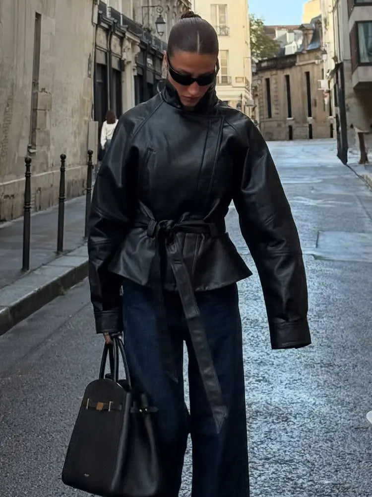 Kunstleder-Trenchcoat Vintage Motorrad - JWANOFFIZIELL