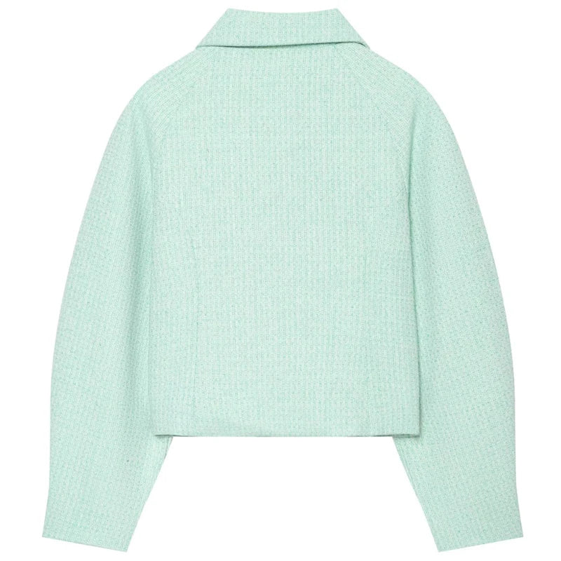 Cropped Tweed-Jacke Mint - JWANOFFIZIELL