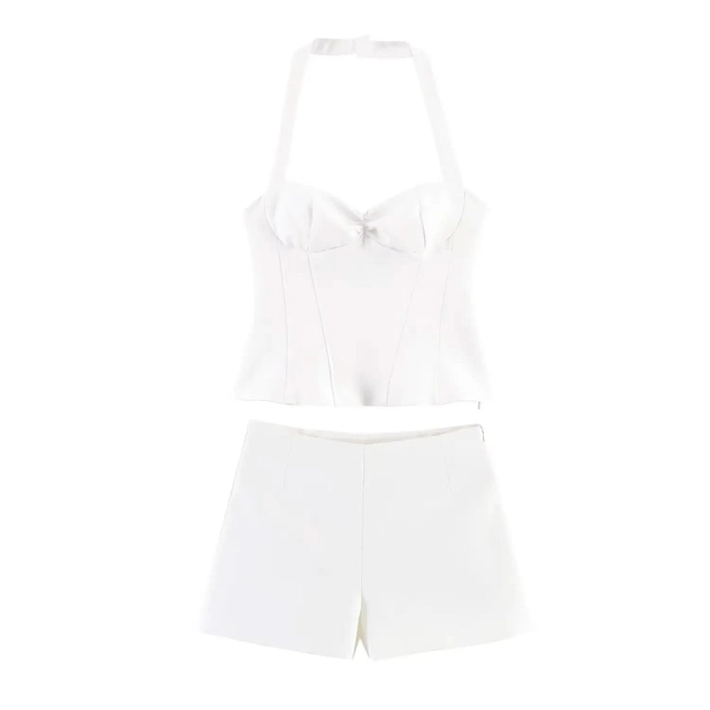Punkte Halter Shorts-Set in Weiß - JWANOFFIZIELL