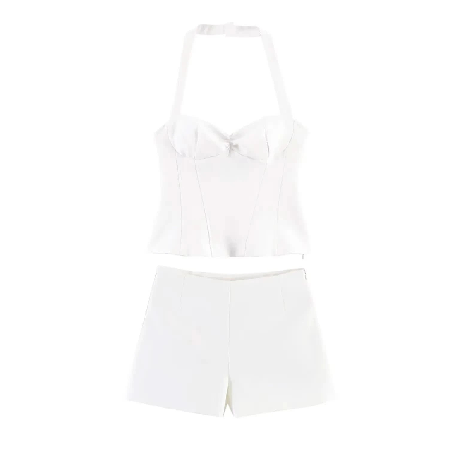 Punkte Halter Shorts-Set in Weiß - JWANOFFIZIELL