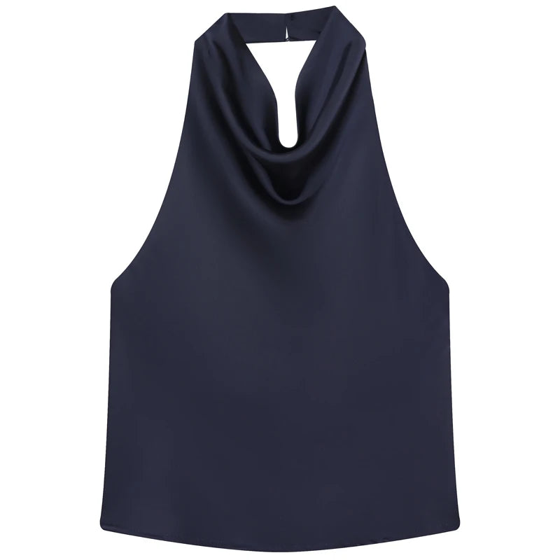 Damen Halter Satin Korsett Top Rückenfrei Elegant