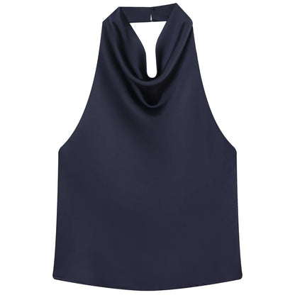 Damen Halter Satin Korsett Top Rückenfrei Elegant