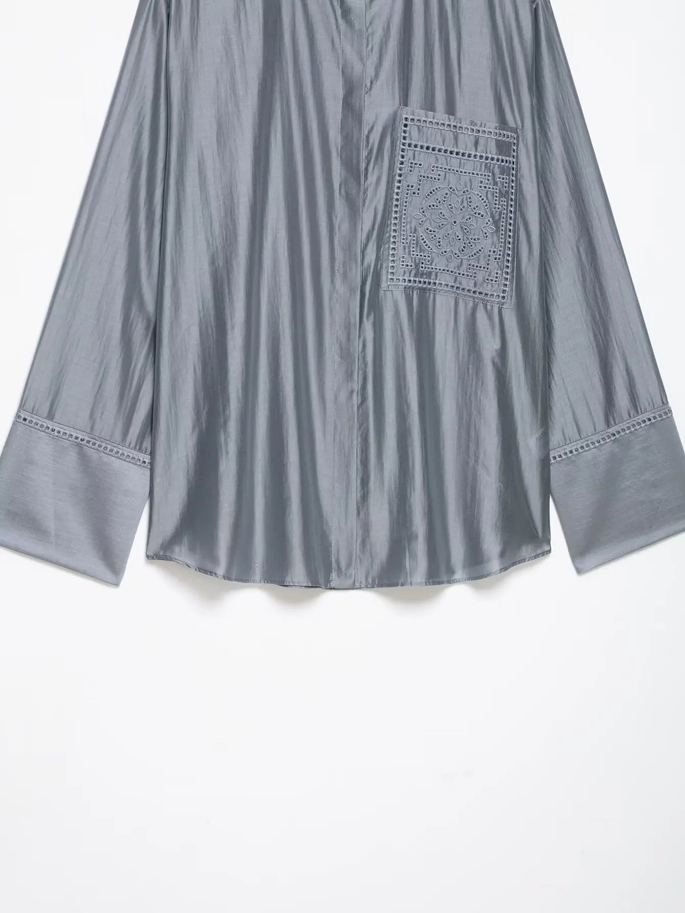 Bestickte Satin-Bluse mit Stehkragen - JWANOFFIZIELL