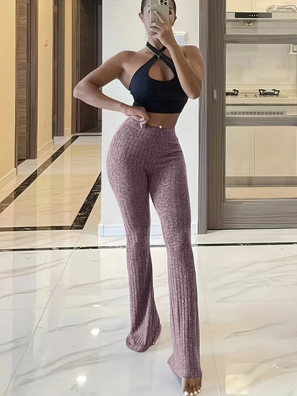 High-Waist-Schlaghose Damen – Y2K Slim Fit Stretch Figurbetonend Streetwear