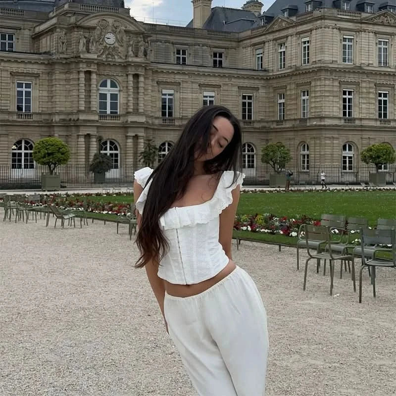Rüschen Lace-up Top