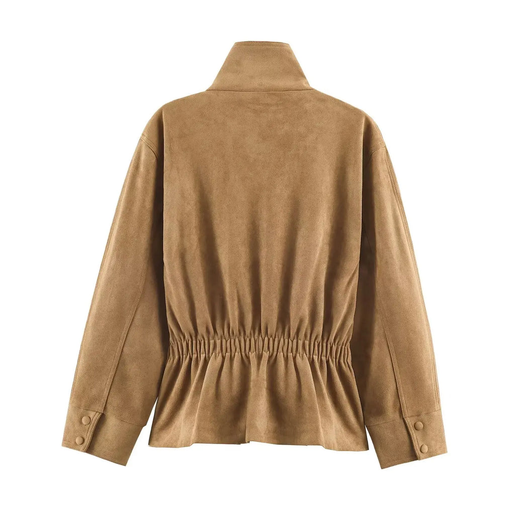 Veloursleder-Jacke Gürtel Minimal - JWANOFFIZIELL
