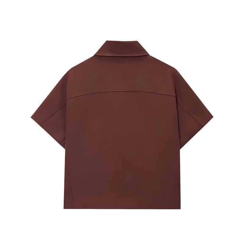 Cropped Varsity-Jacke Damen – Reißverschluss Kurzarm College-Style Streetwear