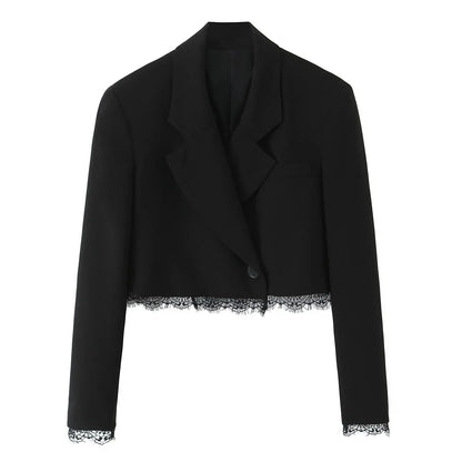 Elegantes Spitzen-Blazer-Set – Kurzer Blazer & Shorts | Business & Party Look
