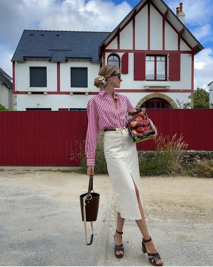 Lässiges Streifenhemd im Loose-Fit – Stylisches Langarm-Popeline-Shirt