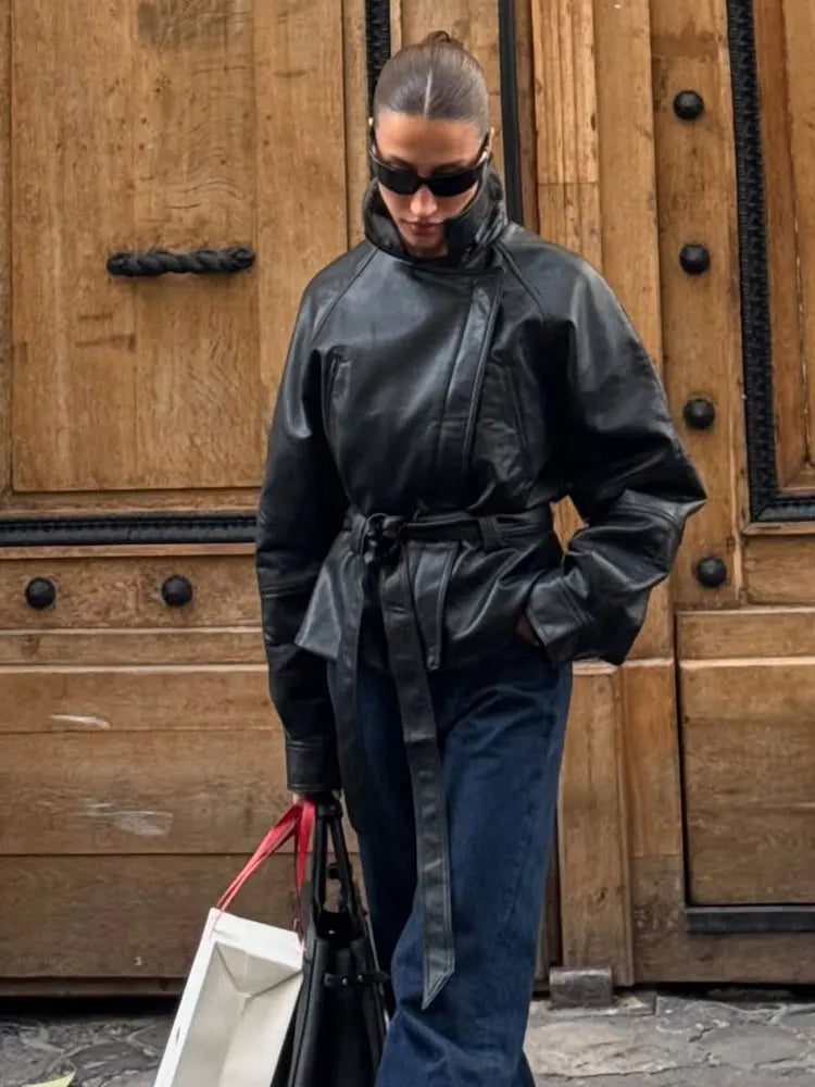Kunstleder-Trenchcoat Vintage Motorrad - JWANOFFIZIELL