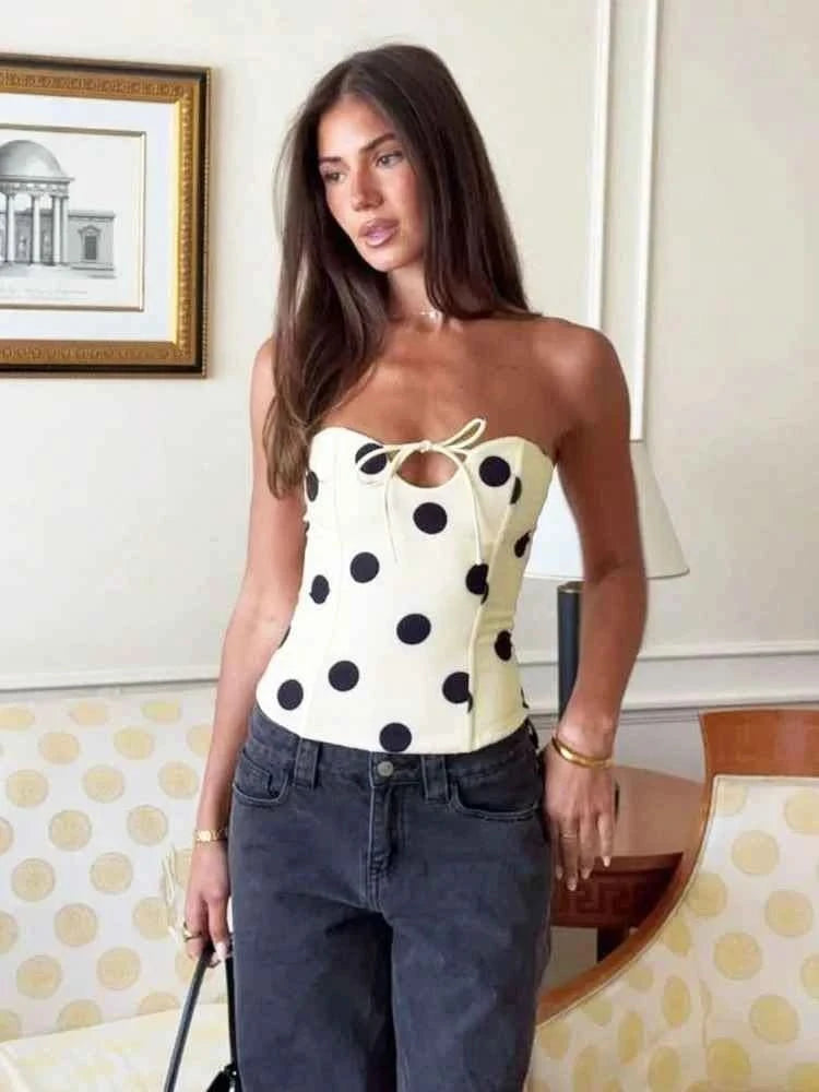 Schulterfreies Polka-Dot Top - JWANOFFIZIELL