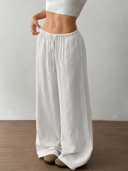 Lässige Straight-Leg Hose Damen – Kordelzug Elastischer Bund Streetwear