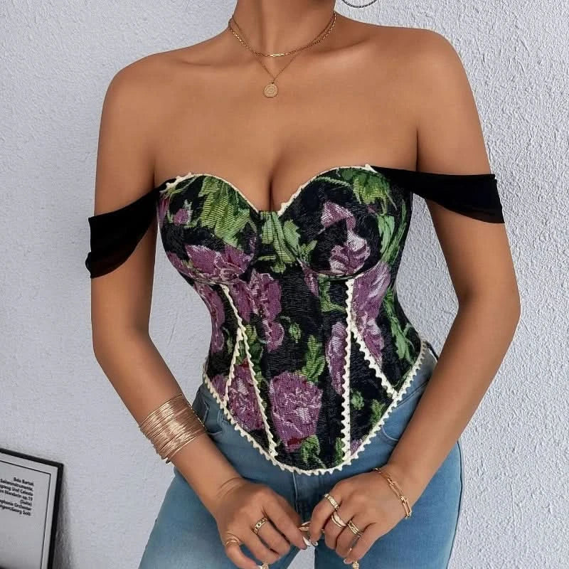 Retro Print Camisole in Schwarz-Lila - JWANOFFIZIELL