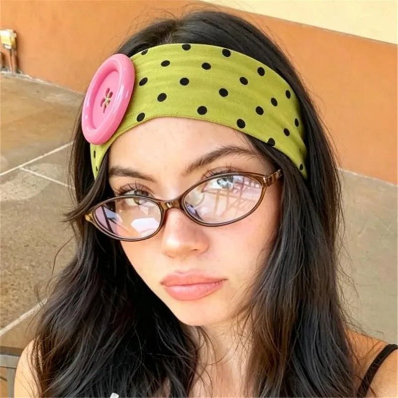 Polka-Dot Haarband mit Knopf-Detail - JWANOFFIZIELL