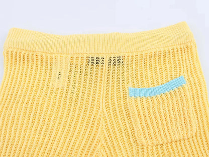 Häkel-Strick-Set Damen – Hollow-Out Cardigan & Shorts Sommer Urlaub