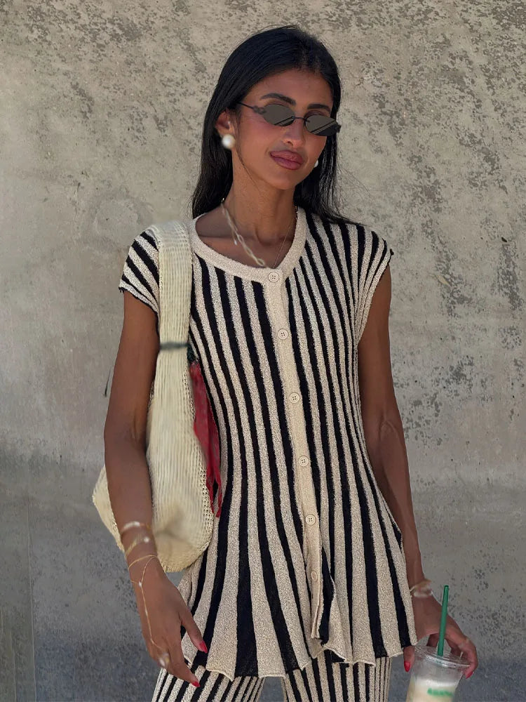Gestreiftes Strick-Set Top & Hose - JWANOFFIZIELL
