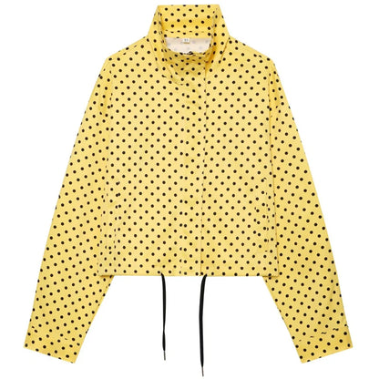 Damen Oversized Polka Dot Bomber Jacke Crop Zip-Up