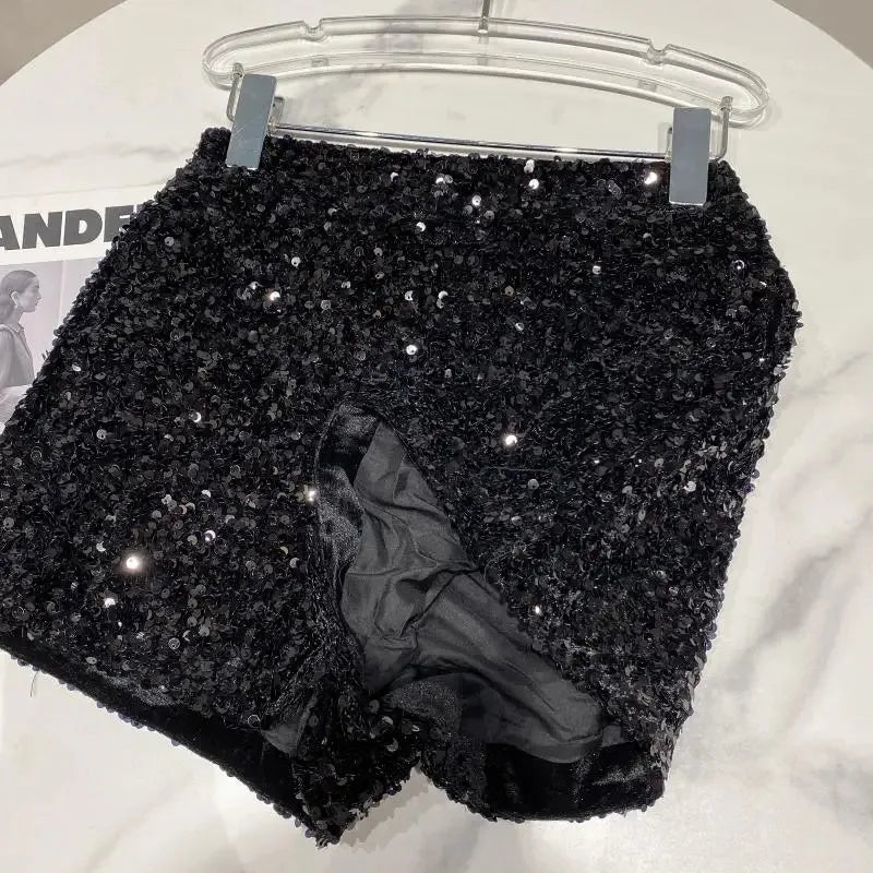 Pailletten-Samt Shorts Glänzend - JWANOFFIZIELL
