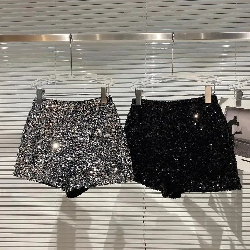 Pailletten-Samt Shorts Glänzend - JWANOFFIZIELL